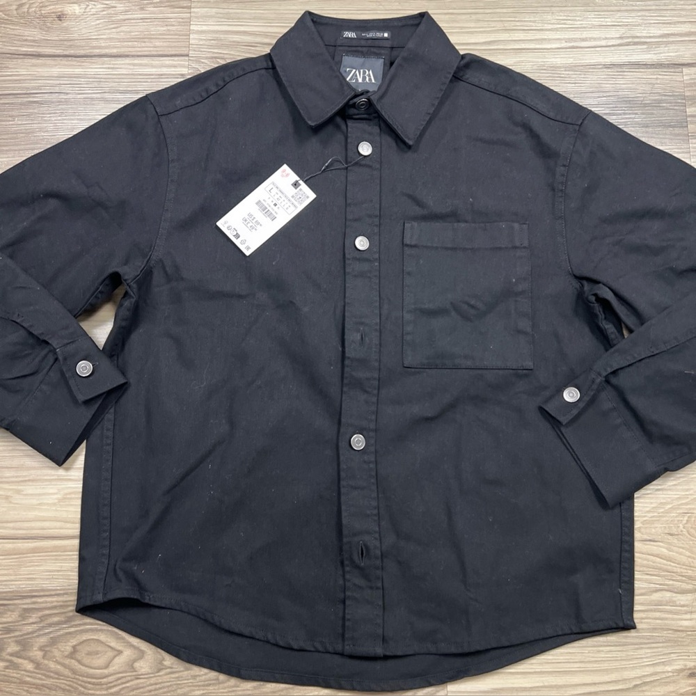ZARA HEAVY WEIGHT BLACK DENIM BUTTON DOWN SHIRT JACKET MEN'S Size Large NWT $70